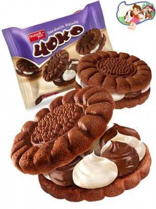 Galletas Sandwich de Chocolate con Crema de Leche y Chocolate 82 grs.