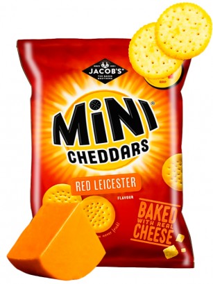 Galletitas Mini Cheddars Sabor Queso Red Leicester 90 grs.