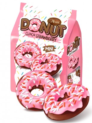 Mini Donuts Choco y Cobertura de Fresa | Messori Bakery Rainbow 90 grs.