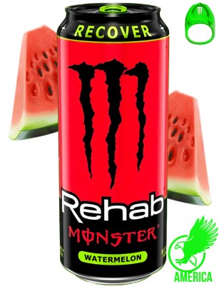 Bebida Energética Monster Rehab Recover Watermelon | Anilla Verde | USA 458 ml.