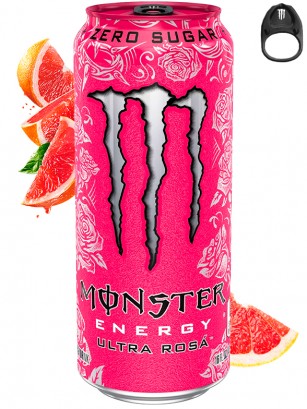 Bebida Energética Monster ZERO Ultra Rosa | Anilla Negra | Edición USA 473 ml