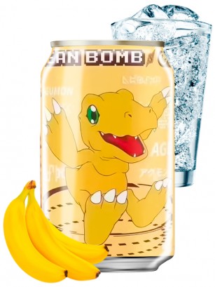 Agua Soda Sabor Banana | Ocean Bomb Edición Digimon | Agumon 330 ml.