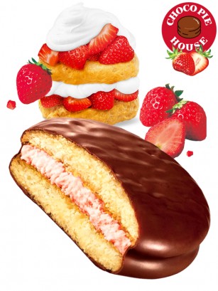 Choco Pie Coreano relleno de Crema de Fresa | Unidad