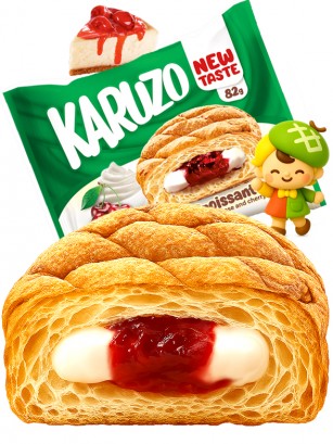 Bollo estilo Meronpan de Crema de Cheese Cake y Cereza 82g.
