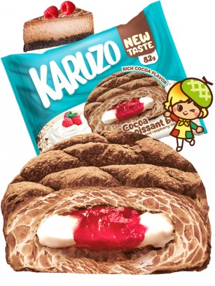 Bollo estilo Meron Pan de Cacao con Cheese Cake y Frambuesa 82 grs.