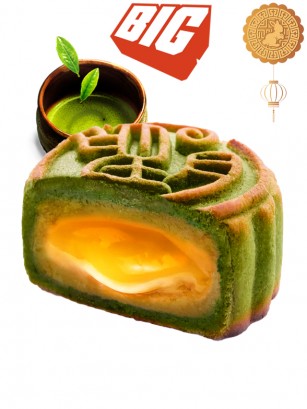 Pastel Moon Cake de Té Matcha Relleno de Crema | Extra Big 200 grs.
