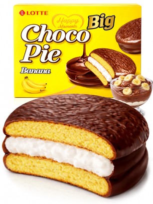 Choco Pie Coreano de Banana relleno de Crema Nube | Lotte | Family Box 12