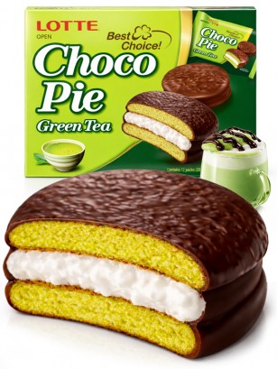 Choco Pie Coreano de Matcha relleno de Crema Nube | Lotte | Family Box 12
