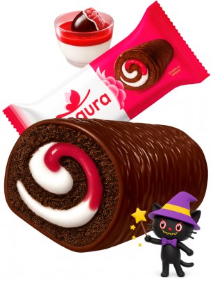 Cake Roll de Choco, Crema y Mermelada de Frambuesa | Dairy Sweets 35g.
