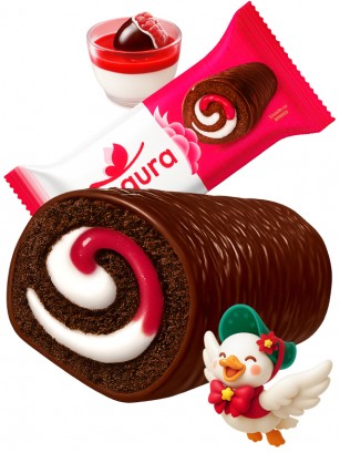 Cake Roll de Choco, Crema y Mermelada de Frambuesa | Dairy Sweets 35g.