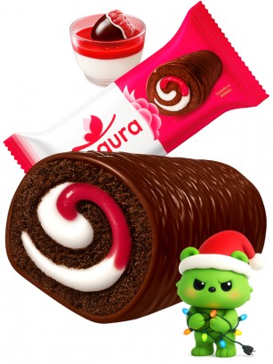 Cake Roll de Choco, Crema y Mermelada de Frambuesa | Dairy Sweets 35g.