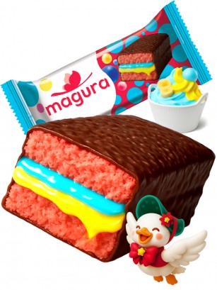 Pastelito de Chocolate con Crema de Chicle y Banana | Dairy Sweets 35g.