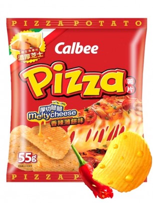 Patatas Chips Calbee Pizza recubiertas de Queso Fundido Picante 55 grs