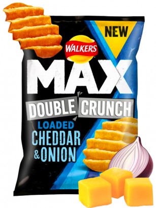 Patatas Fritas Onduladas Walkers MAX Double Crunch Cheddar y Cebolla 65 grs. | Pedido GRATIS!