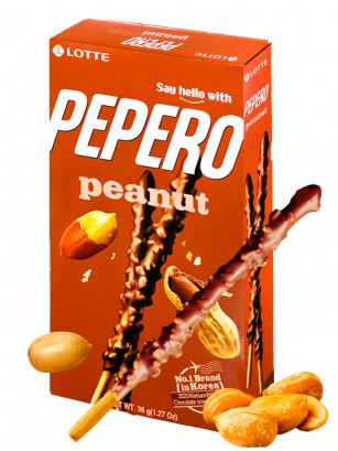 Pepero Lotte Chocolate y Cacahuetes 36 grs.