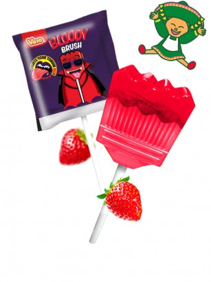 Piruleta Sangrienta Bloody Brush de Fresa | PURO MÉXICO!! Unidad 14 grs.