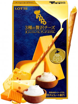 Sticks Toppo de Crema de Choco Blanco y 3 Quesos de Hokkaido | Estilo Pejoy Pocky 72 grs.