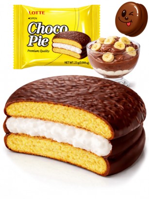 Choco Pie Coreano de Banana relleno de Crema Nube | Lotte | Unidad