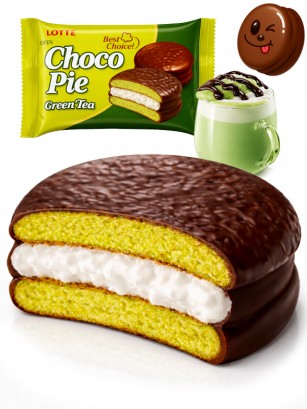 Choco Pie Coreano de Matcha relleno de Crema Nube | Lotte | Unidad