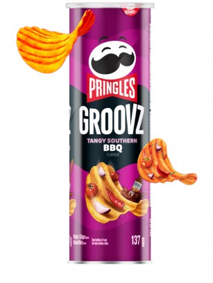 Pringles Onduladas Groovz Sabor BBQ Dulce y Picante | Receta Sureña 137 grs.
