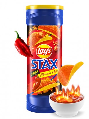Patatas Lays estilo Pringles Xtra flamin' Hot | Stax 156 grs.