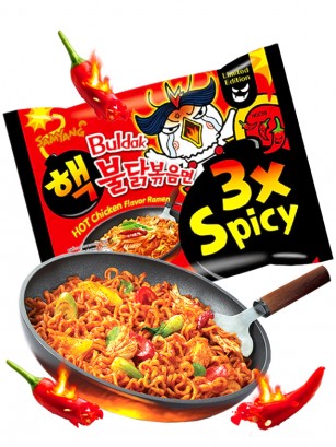 Fideos Ramen Coreano Salteado TRIPLE ULTRA SÚPER HOT Chicken | 3x Spicy Buldak 140 grs.