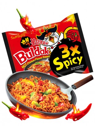 Fideos Ramen Coreano Salteado TRIPLE ULTRA SÚPER HOT Chicken | 3x Spicy Buldak 140g.