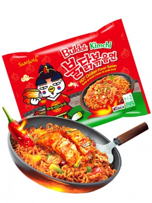 Fideos Ramen Coreanos Salteados con Kimchi Wok ULTRA SUPER HOT Chicken | Buldak | Bag 135 grs.