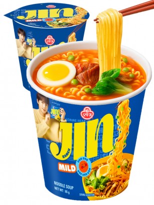Fideos Ramen Coreanos Jin Ramyun Blue de Carne | Cup | Medio Picante 65g.
