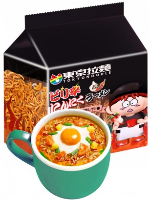 Fideos Ramen Picante Tonkotsu | Tokyo Noodle | Paquete con 4 Raciones | 112 grs.