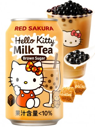 Bebida Bubble de Leche y Azúcar Moreno con Bobas | Hello Kitty | 310 ml.