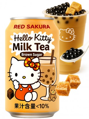 Bebida Bubble de Leche y Azúcar Moreno con Bobas | Hello Kitty | 310 ml.