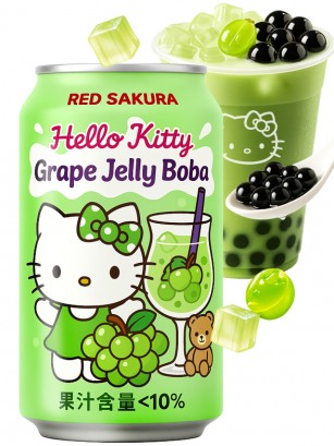 Bebida Bubble de Uva con Bobas y Aloe Vera | Hello Kitty 310 ml.
