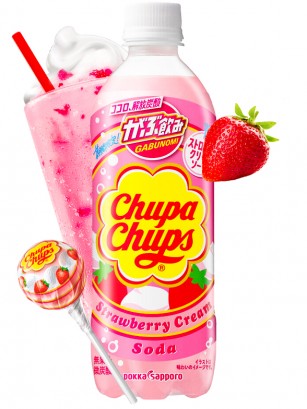 Refresco Japonés Chupa-Chups Strawberry Cream 500 ml.