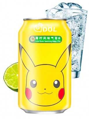 Agua Soda Sabor Lima | Edición Pokemon Pikachu | Qdol 330 ml.