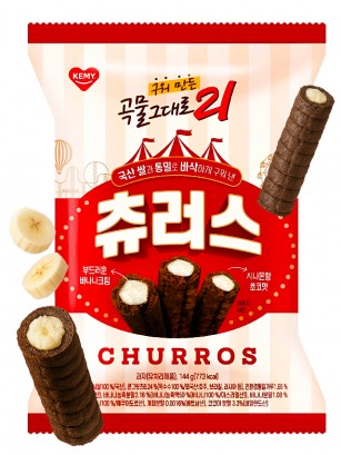 Snack Churros Coreanos de Cacao y Crema de Plátano 144g.