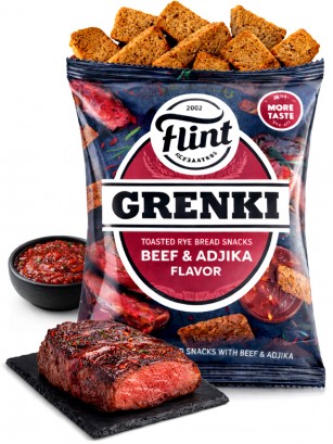 Snack de Centeno y Trigo | Sabor a Ternera con Salsa Adjika 70g.