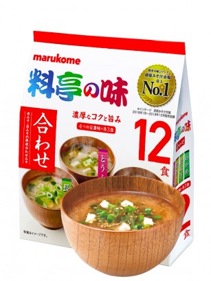 Surtido Sopas Instantáneas de Miso Rojo Marukome | 12 Raciones | 4 variedades