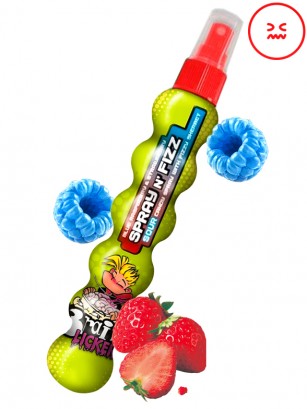 Spray Sour Candy de Frambuesa Azul y Fresa | Spray N' Fizz 80 grs.