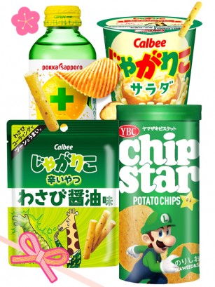 Sticks Jagariko  & Chips Mario | Bebida Limon Plus  |  3 Variedades | Sakura Hanami Outlet