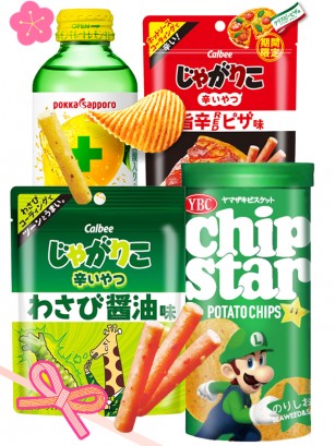 Sticks Jagariko  & Chips Mario | Bebida Limon Plus  |  3 Variedades | Sakura Hanami Outlet