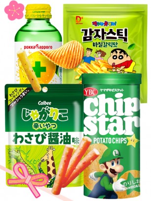 Sticks Jagariko & Shin Chan  & Chips Mario | Bebida Limon Plus  |  3 Variedades | Sakura Hanami Outlet