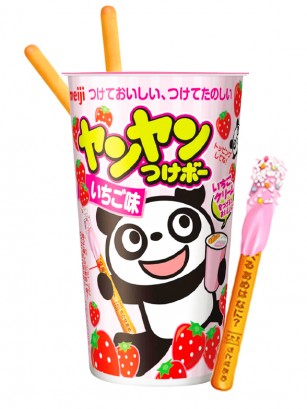 Sticks Cup Panda de Fresa Meiji y Confeti | Yan Yan TsukeBo