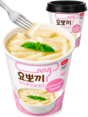 Topokki Coreanos Instantáneos con Salsa Carbonara | Yopokki 120g.