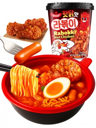 Fideos Ramen Coreanos con Topokkis de Pollo Picante | Rabokki Cup 165g.