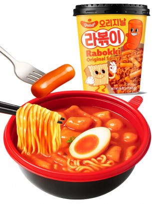 Fideos Ramen Coreanos con Topokkis Sweet & Spicy | Rabokki Cup 165g.
