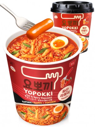 Ramen y Topokki Instantáneos con Salsa Hot & Spicy | Yopokki 145g.