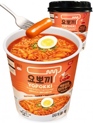 Ramen y Topokki Instantáneos con Salsa Dulce & Spicy | Yopokki 145g.
