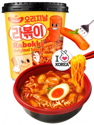 Fideos Ramen Coreanos con Topokkis Sweet & Picy | Rabokki Cup 165 grs.