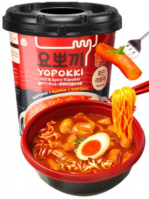 Ramen y Topokki Instantáneos con Salsa Hot & Spicy | Yopokki 145 grs.